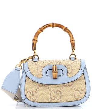 Gucci Bamboo 1947 Top Handle Bag Jumbo GG Raffia