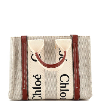 Chloe Woody Tote Canvas with Leather Small