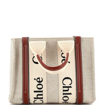 Chloe Woody Tote Canvas with Leather Small