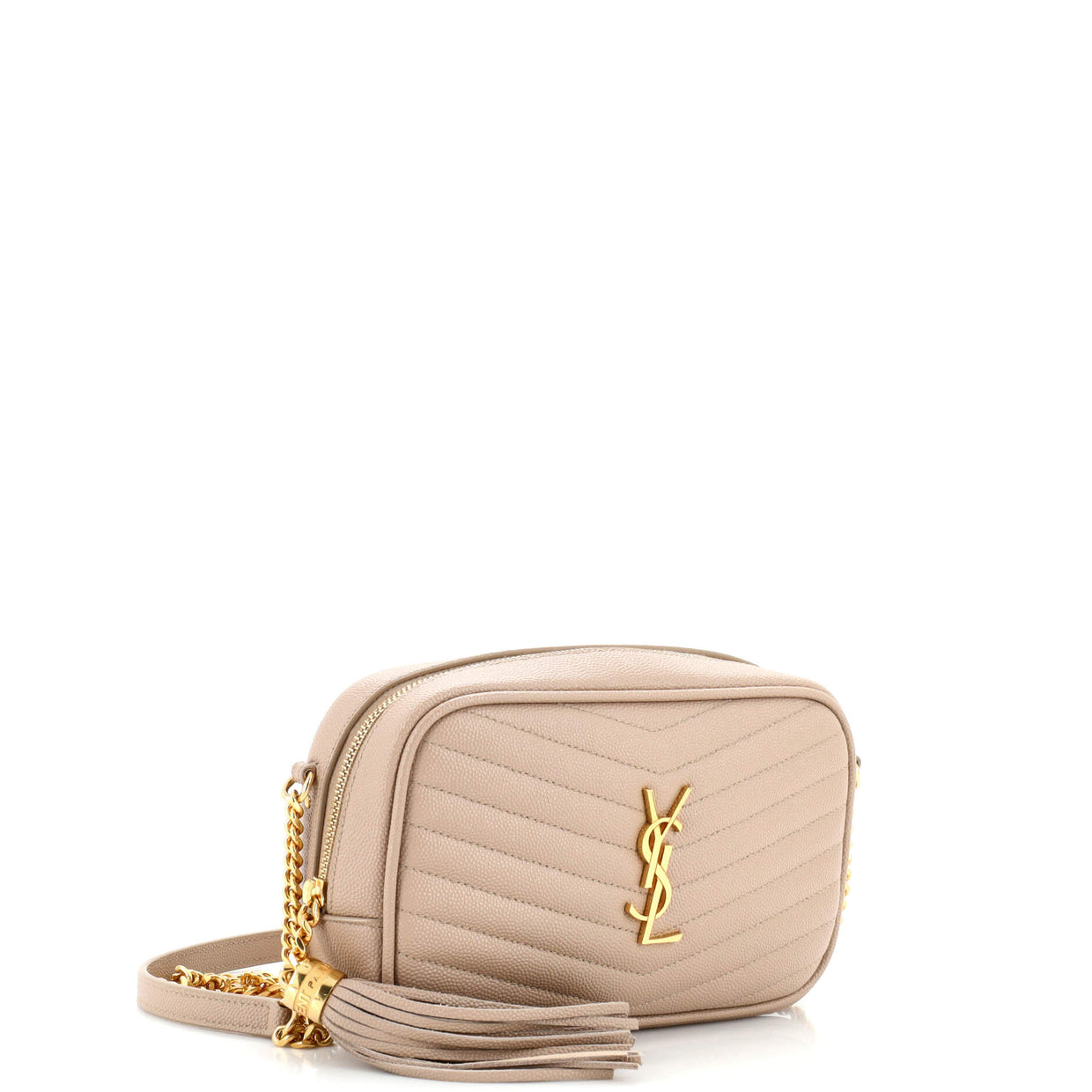 Saint Laurent Lou Camera Bag Matelasse Chevron Leather Mini Neutral 2420031