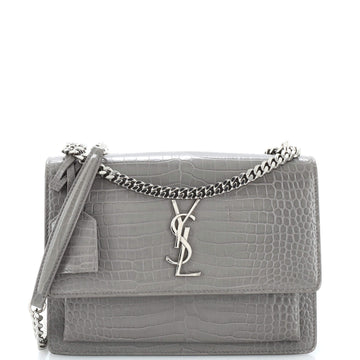 Saint Laurent Sunset Crossbody Bag Crocodile Embossed Leather Medium