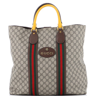 Gucci Neo Vintage Web Soft Tote GG Coated Canvas Tall