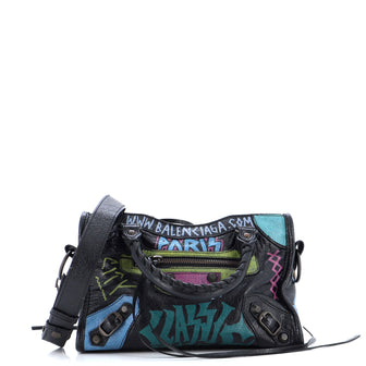 Balenciaga City Graffiti Classic Studs Bag Leather Mini