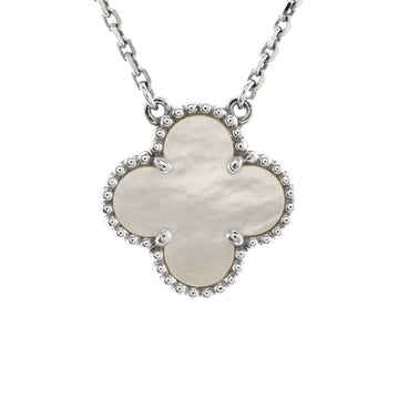 Van Cleef & Arpels Vintage Alhambra Pendant Necklace 18K White Gold and Mother of Pearl