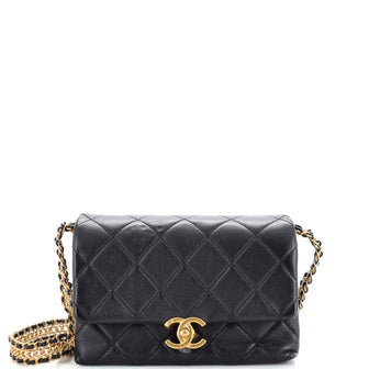 Chanel Buckle Chain Flap Bag Quilted Calfskin Mini