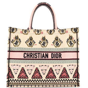 Christian Dior Book Tote Embroidered Canvas Large