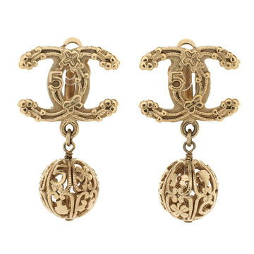 Chanel CC Dangle Lucky Charm Ball Clip-On Earrings Metal