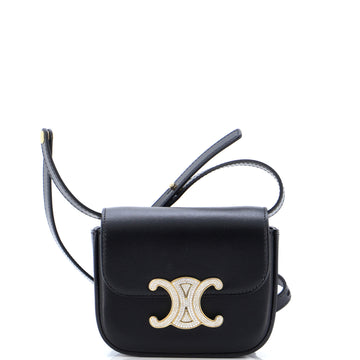 Celine Triomphe Shoulder Bag Smooth Calfskin with Crystals Mini