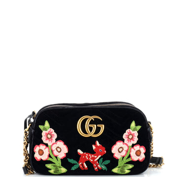 Gucci GG Marmont Camera Bag Embroidered Matelasse Velvet Small