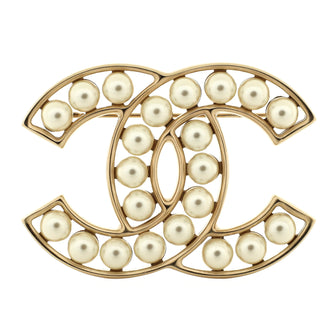 Chanel CC Brooch Metal with Faux Pearls