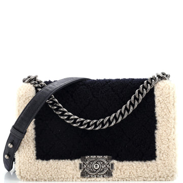 Chanel Boy Flap Bag Shearling Old Medium