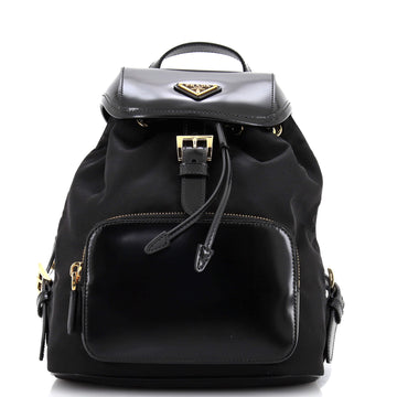 Prada Front Pocket Buckle Backpack Re-Nylon and Leather Medium