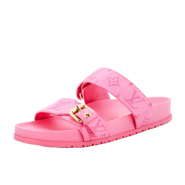 Louis Vuitton Women's Bom Dia Flat Mules Monogram Embossed Leather