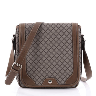 Gucci Snap Flap Messenger Bag Diamante Coated Canvas Medium Brown 2421901