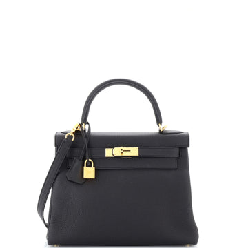 Hermes Kelly Handbag Black Togo with Gold Hardware 28