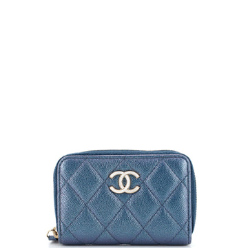 Chanel CC Zip Coin Purse Quilted Iridescent Caviar Small