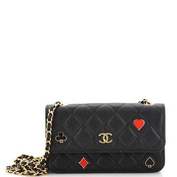 Chanel Coco Casino Flap Phone Holder with Chain Quilted Caviar