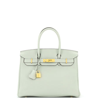 Hermes Birkin Handbag Grey Togo with Gold Hardware 30