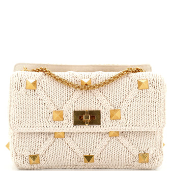 Valentino Garavani Roman Stud Flap Bag Quilted Knit Medium