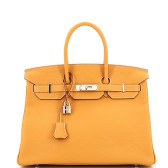 Hermes Birkin Handbag Brown Clemence with Palladium Hardware 35