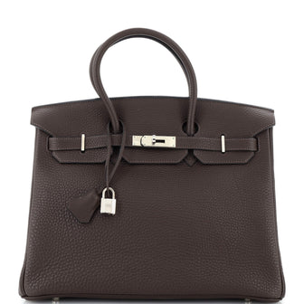 Hermes Birkin Handbag Brown Togo with Palladium Hardware 35
