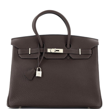 Hermes Birkin Handbag Brown Togo with Palladium Hardware 35