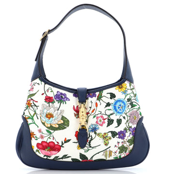Gucci Jackie Hobo Flora Canvas with Leather Medium