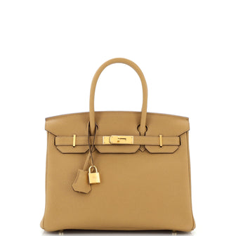 Hermes Birkin Handbag Brown Togo with Gold Hardware 30