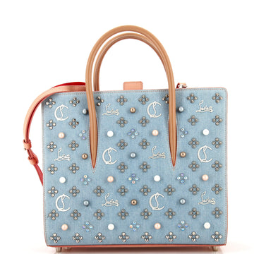 Christian Louboutin Paloma Tote Embellished Denim Medium