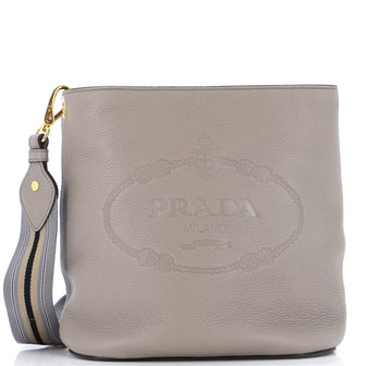 Prada Logo Bucket Messenger Bag Vitello Phenix Medium
