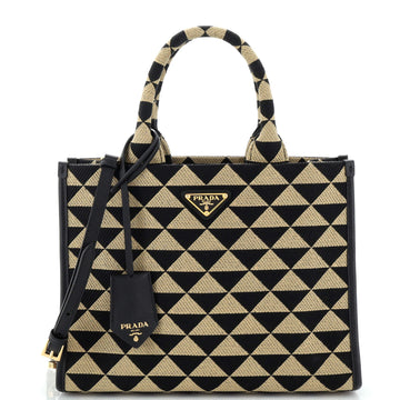 Prada Symbole Shopper Tote Jacquard Small