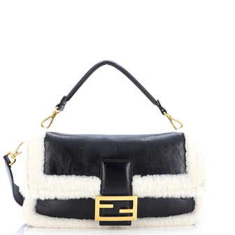 Fendi Baguette NM Bag Shearling and Leather Large