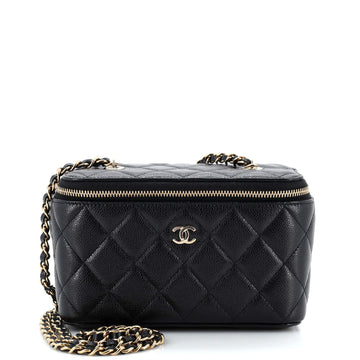 Chanel Classic Vanity Case with Chain Quilted Caviar Small