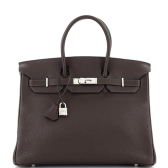 Hermes Birkin Handbag Brown Togo with Palladium Hardware 35