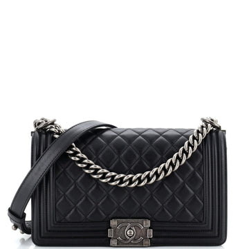 Chanel Boy Flap Bag Quilted Lambskin Old Medium