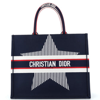 Christian Dior Dioralps Book Tote Embroidered Canvas Large