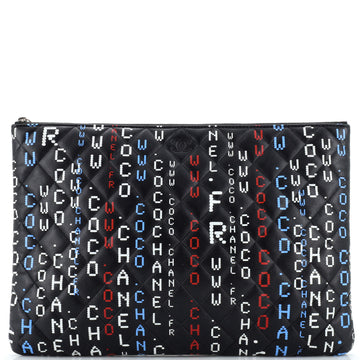 Chanel Data Center O Case Clutch Quilted Printed Lambskin Large