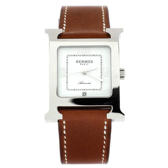 Hermes Heure H Automatic Watch Stainless Steel and Leather 26