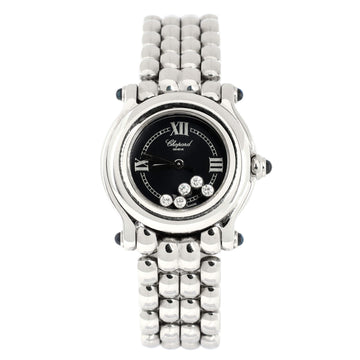 Chopard Happy Sport Classic Round Quartz Watch Stainless Steel with Floating Diamonds 26