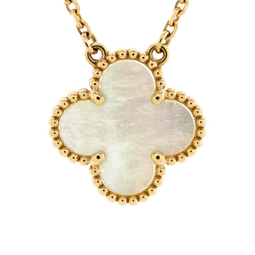 Van Cleef & Arpels Vintage Alhambra Pendant Necklace 18K Yellow Gold and Mother of Pearl