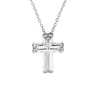 Tiffany & Co. Paloma Picasso Tenderness Heart Cross Diamond Pendant Necklace 18K White Gold with Diamonds