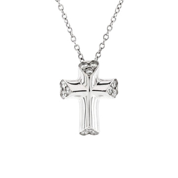 Tiffany & Co. Paloma Picasso Tenderness Heart Cross Diamond Pendant Necklace 18K White Gold with Diamonds