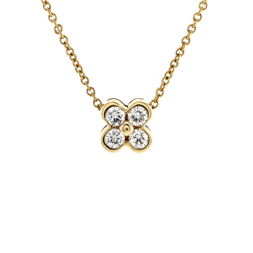 Tiffany & Co. Flower Pendant Necklace 18K Yellow Gold with Diamonds