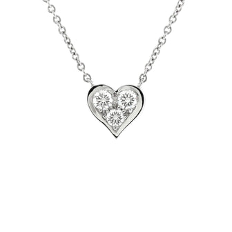 Tiffany & Co. Heart 3 Diamond Pendant Necklace Platinum with Diamonds