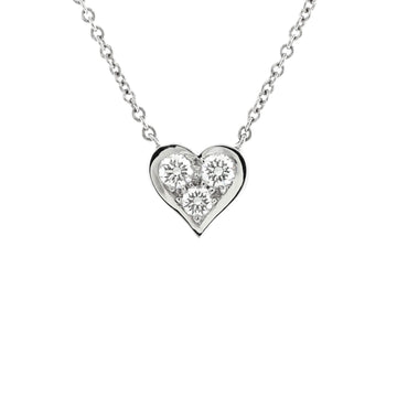 Tiffany & Co. Heart 3 Diamond Pendant Necklace Platinum with Diamonds