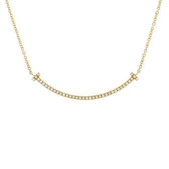 Tiffany & Co. T Smile Pendant Necklace 18K Yellow Gold and Diamonds Small