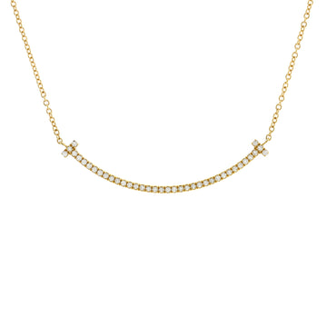 Tiffany & Co. T Smile Pendant Necklace 18K Yellow Gold and Diamonds Small