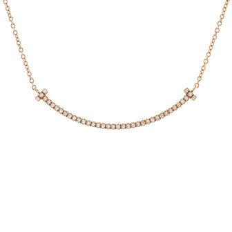Tiffany & Co. T Smile Pendant Necklace 18K Rose Gold with Diamonds Small