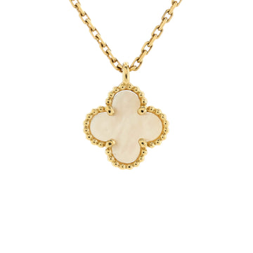 Van Cleef & Arpels Sweet Alhambra Pendant Necklace 18K Yellow Gold and Mother of Pearl
