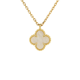 Van Cleef & Arpels Sweet Alhambra Pendant Necklace 18K Yellow Gold and Mother of Pearl